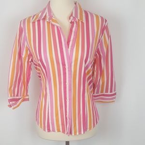 Van Heusen Stretch Pink & Orange Striped Top